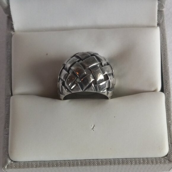 James Avery Basket Weave Dome Silver Ring - Picture 1 of 7